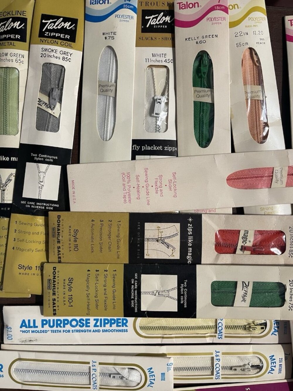 NEW Lot of 32 Zippers Talon J&P Coats Various Sizes/Colors Sewing Metal Nylon - Picture 3 of 7